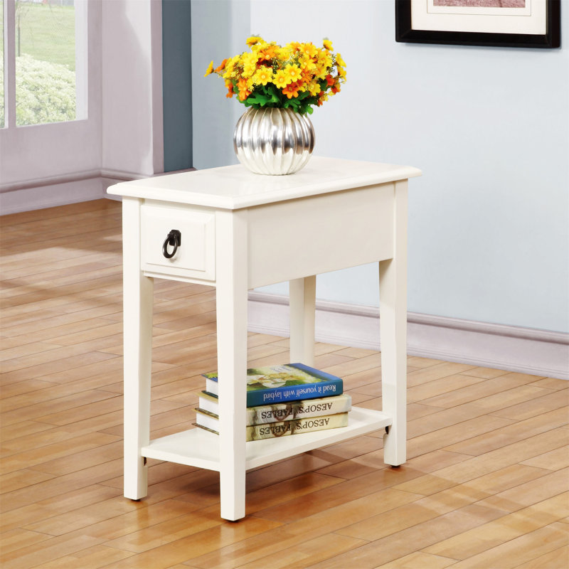 White 1-Drawer Accent Table With Shelf