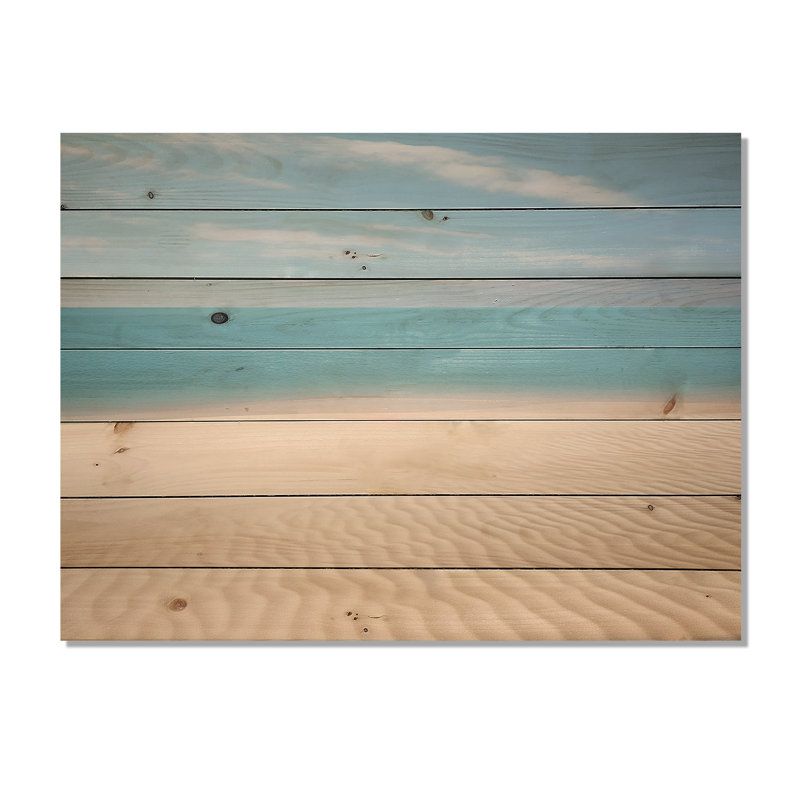 «Coastal Hush Dreaming Beach Sand», art mural en bois côtier sur bois de pin naturel, H 30 po x l 40 po