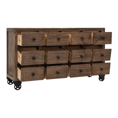 Oslo 12 Drawer, Console with metal casters