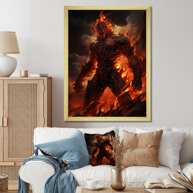 Impression sur toile Fire Force Villian II - Superheros, Cadre doré à une seule photo, H 20 po x l 12 po x P 1 po