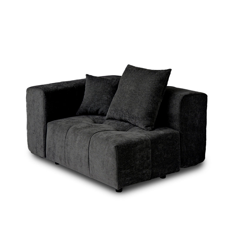 Chaise rembourrée en tissu de lin Kay, Noir