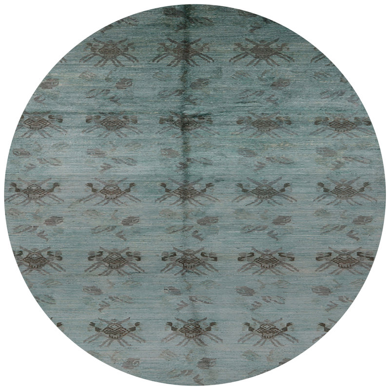 Tapis vert de style oriental, Rond 7 pi