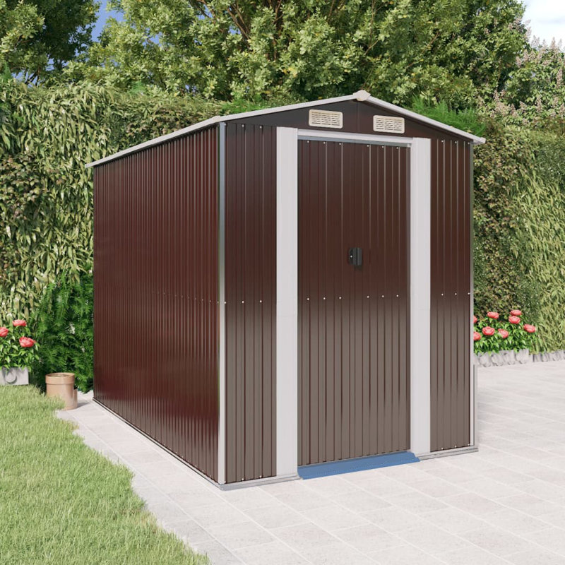 Steel Traditional Storage Shed, Dark Brown, 6.3 ft. W x 8.99 ft. D