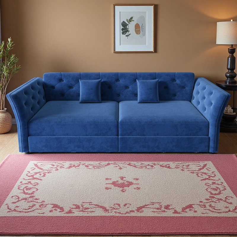 Grand canapé-lit coulissant de 74,4 po, canapé-lit convertible avec motif capitonné en tissu fait à la main, causeuse en velours multifonctionnel pour le salon, la chambre à coucher et un appartement