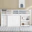 Lit mezzanine en bois d'hévéa avec armoire de rangement, tiroirs, tablettes, bureau coulissant, barrière de sécurité et échelle-2003683239