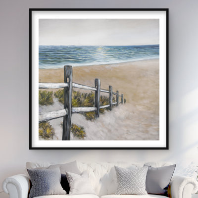 Soft seaside - Beige Bathroom Framed Matted Print for Decor