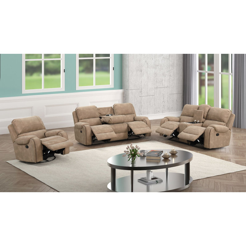 Ensemble de salon inclinable surdimensionné 3 pièces Titan, Similicuir latté