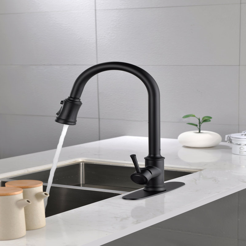 Single Handle High Arc Pull Out Kitchen Faucet,Single Level Stainless Steel Kitchen Sink Faucets With Pull Down Sprayer