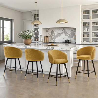 26" Swivel Upholstered Counter & Bar Stool with Metal Frame
