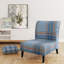 Fauteuil de chambre en velours bleu tartan