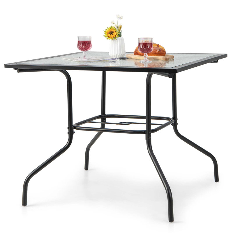 Kimberlyn Square Metal Outdoor Dining Table With Umbrella Hole , 35'' in. W 35'' in. D