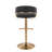 Contemporary Adjustable Barstool With Swivel In Gold Metal And Black Faux Leather With Rounded T Footrest By  - Set Of 2-1062293999