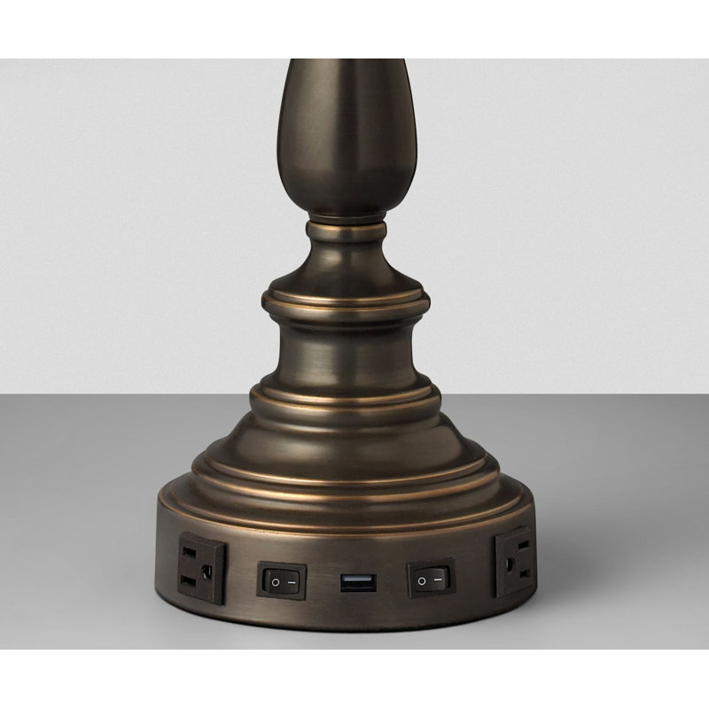 Ensemble de lampes de table en bronze Madison 29 "avec prise USB et prise Traditional
