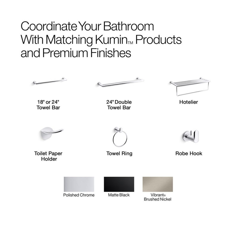 Kumin 26" Wall Mounted Towel Bar, Matte Black