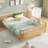 Full Size Kids Platform Bed with Safety Guardrails & Detachable Fence, Wood Frame for Bedroom,Natural-657280364-657280367