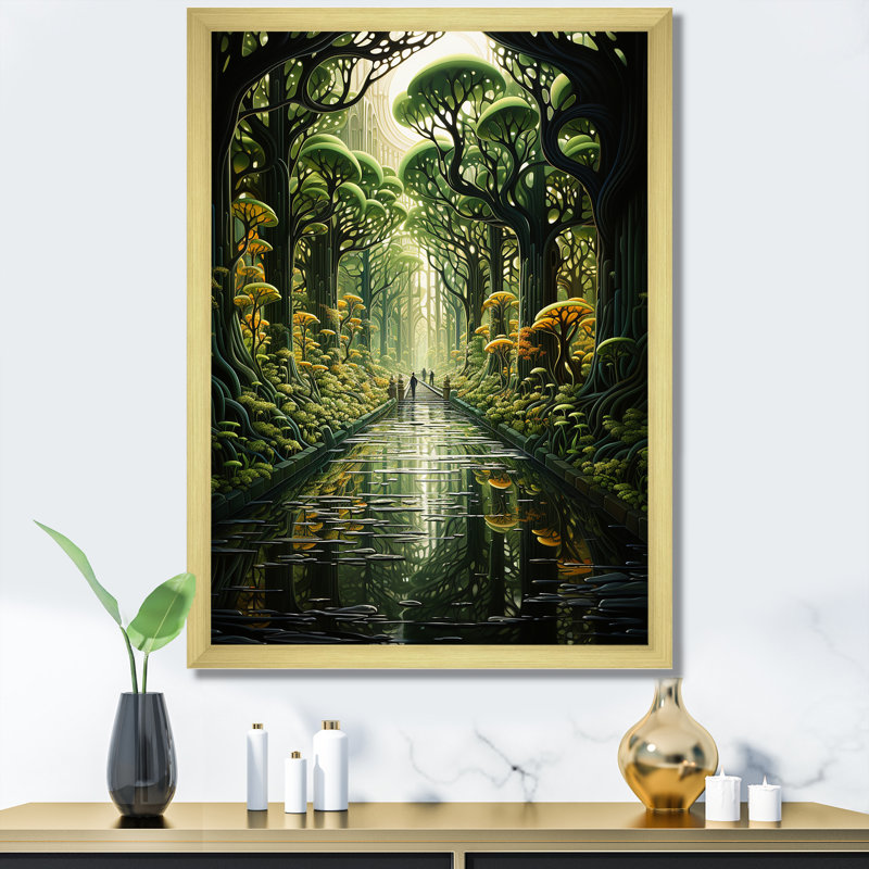 Reproduction d'art surréel, "Surréalisme", Cadre doré simple, H 40 po x l 30 po