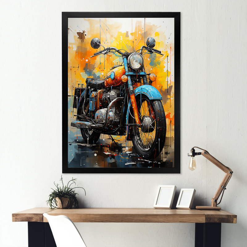 Voyage en moto surréelle I, H 32 po x l 24 po x P 1 po, Cadre simple noir