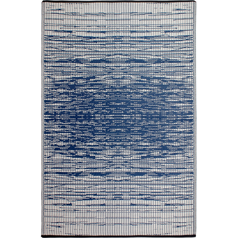 Tapis d'extérieur imperméable en plastique à paille Kensi, Rectangulaire 8 pi x 10 pi, Brooklyn - Bleu