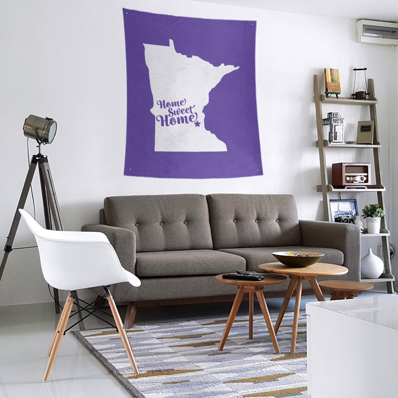 Tapisserie murale Home Sweet Minneapolis, H 60 po x l 51 po, Mauve