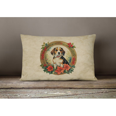 Christmas Flowers Frame Outdoor Throw Pillow
