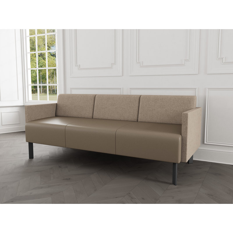 Luxe Lounge Reception Sofa, Charcoal Steel, Archetype Silt/Modena Farro