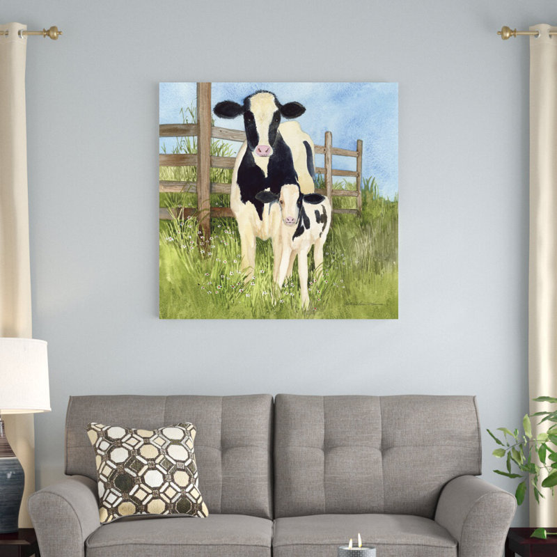 «Farm Family Cows» par Kathleen Parr McKenna, reproduction d'art sur toile tendue, H 36 po x l 36 po