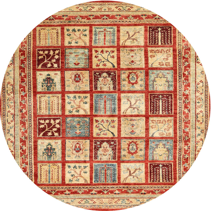 Tapis beige / rouge Bowerston, Rond 6 pi
