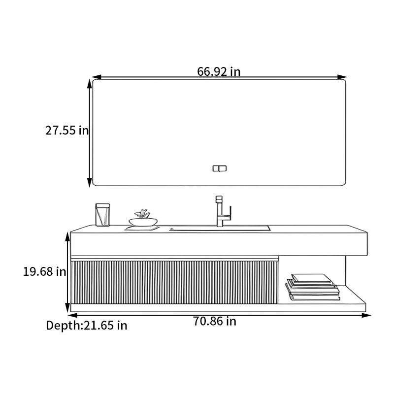Ahlers, H 19,68 po x l 70,86 po x P 21,65 po