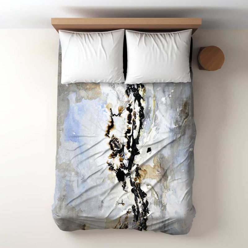 Polyester Sateen Duvet Cover, Twin Duvet, Blue Texturized Abstract Wave