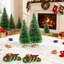 Mini arbre de Noël artificiel 36 pièces avec base en bois 36 pièces Mini arbre de Noël artificiel avec 4 tailles