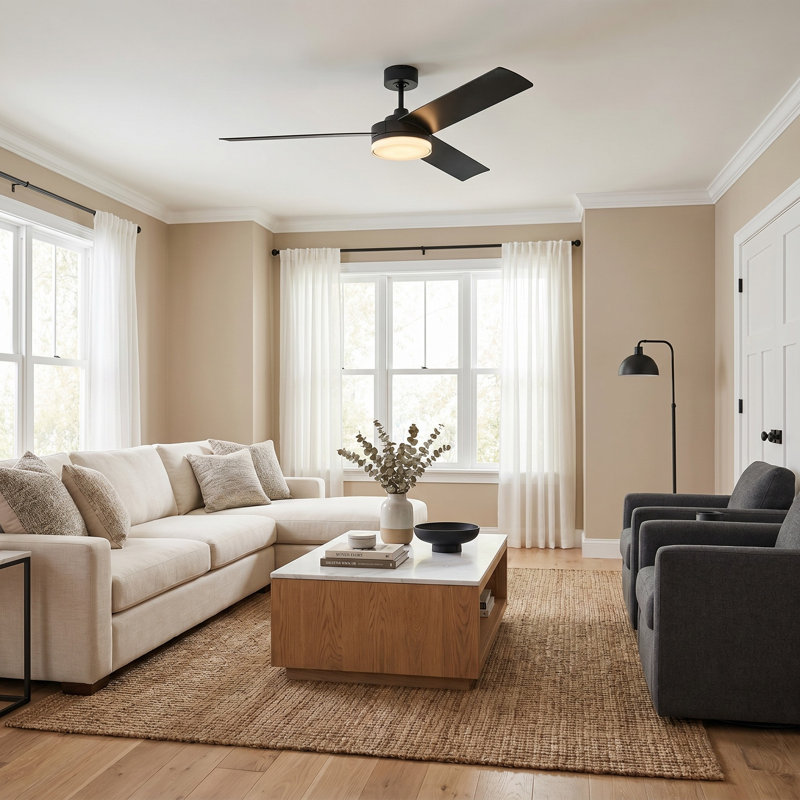 Ventilateur de plafond à DEL standard 56 po avec télécommande et ensemble d'éclairage inclus Cirque, Nuit noire