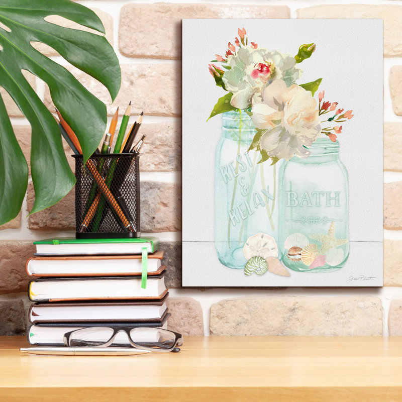  «Bath Time Mason Jars» par Jean Plout, art mural sur toile, 12 po x 16 po, H 16 po x l 12 po