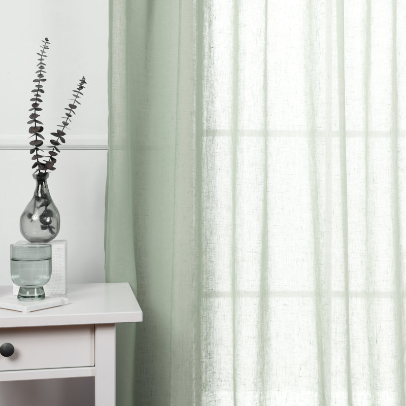 Tenggarong Semi Sheer Curtain Panel Pair, Reseda