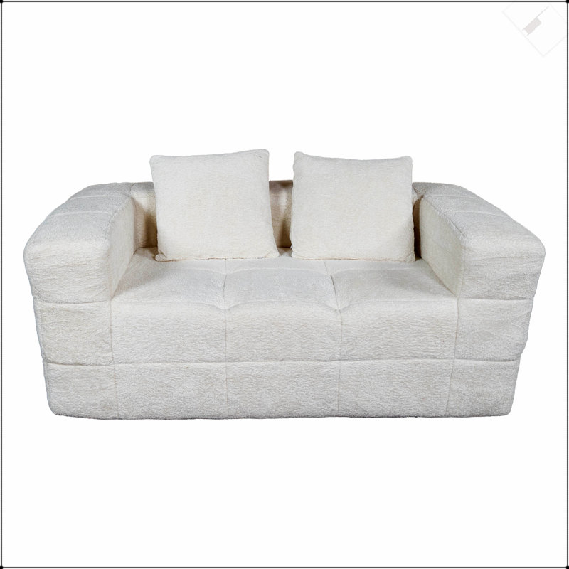 Fauteuil à billes pour adultes, causeuse sans os avec deux coussins de dossier, canapé dans une boîte, canapé sans nuage pour petits espaces