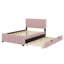 Lit plateforme double en velours avec lit gigogne-108745674