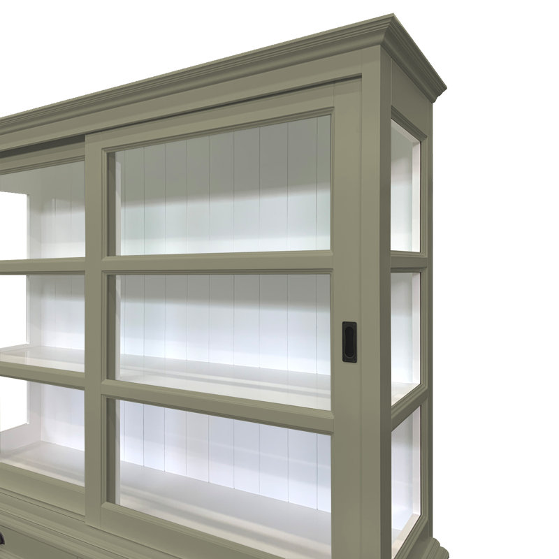 Baya 188 cm W Display Cabinet, Olive Grey