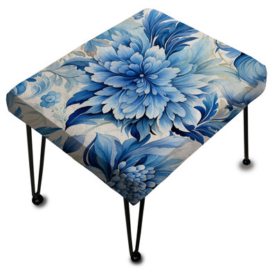 Miroir Dahlia bleu aquarelle damas bleu