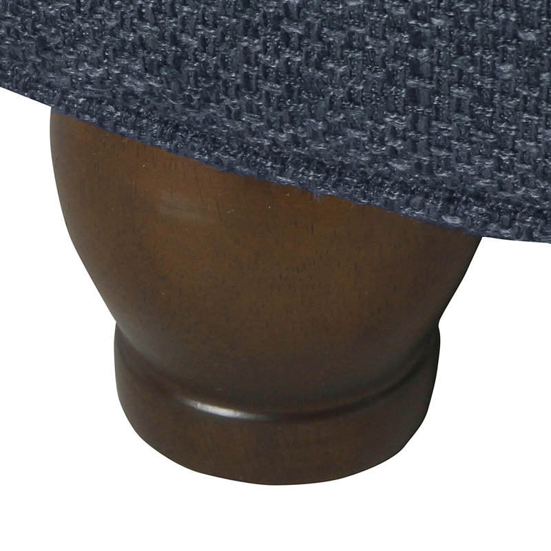 Repose-pieds rond et capitonné Aldolphus, Bleu marine 100% polyester