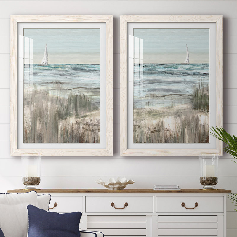 " Heading In Dusk I " 2 - Pieces Painting Print, White, 27.5" H x 75" W x 1.5" D