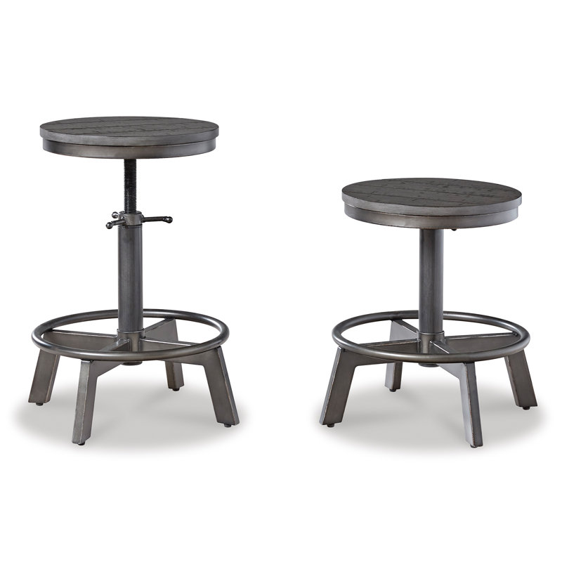 Kaloni Swivel Adjustable Height Counter Stool with Metal Frame, Black, White