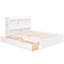 Lit double avec tablettes coulissantes, lit gigogne simple, 2 tiroirs, fabrication en bois robuste, sans sommier, bois massif blanc ferme