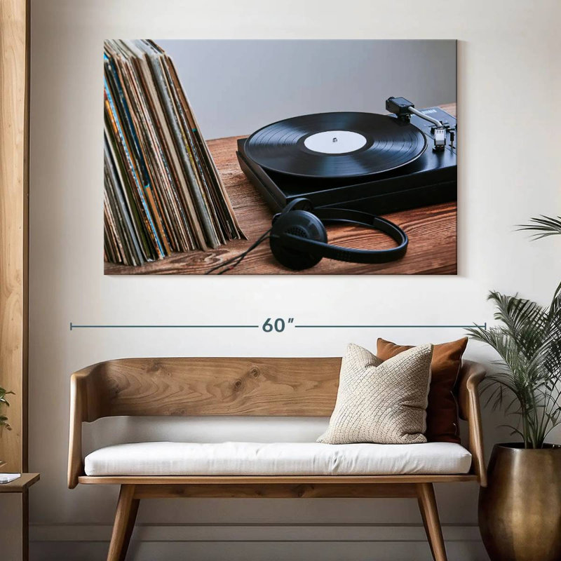 Vinyle et tourne-disque Abarca, H 34 po x l 51 po