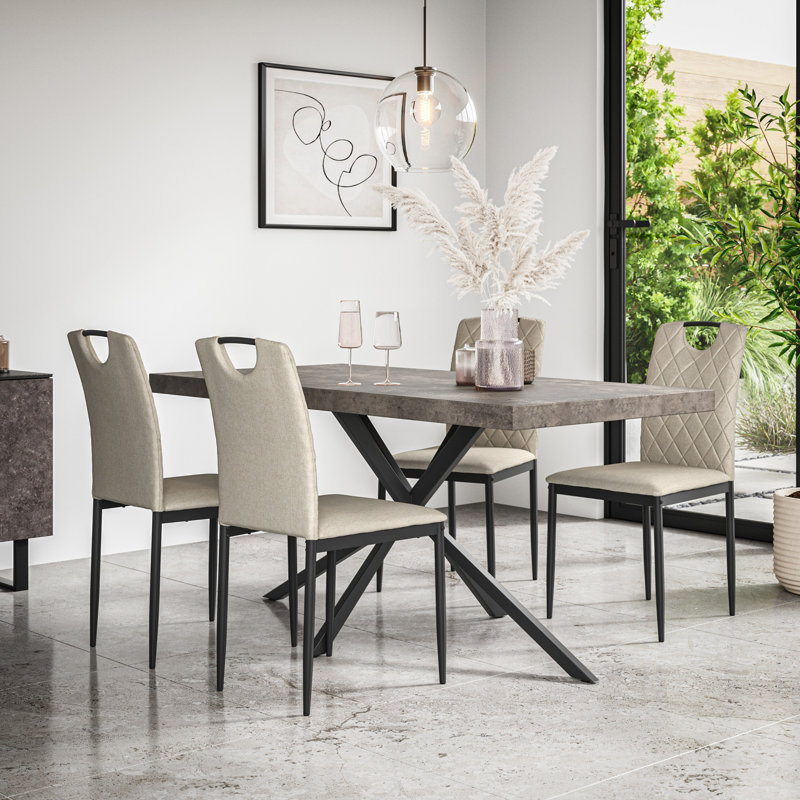 Beaudreult 4 - Person Dining Set, Grey/Black/Beige