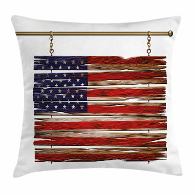 Primitive Country Rustic Flag Square Pillow Cover