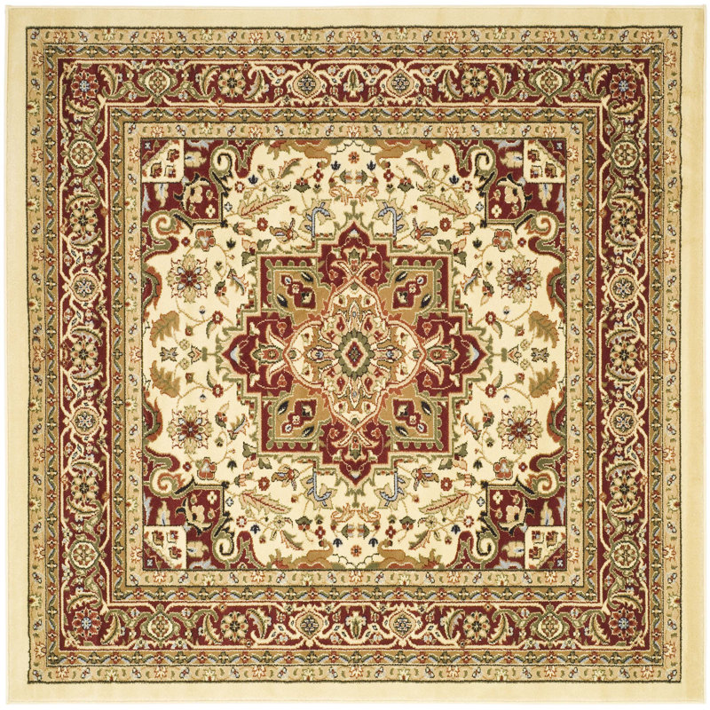 Klose Performance Oriental Rug, Square 5'3", Ivory/Red