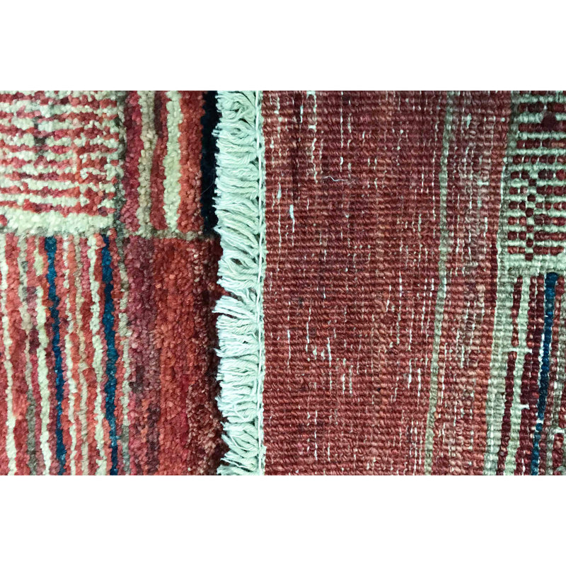 Hand-Knotted High-Quality Red and Blue Area Rug
