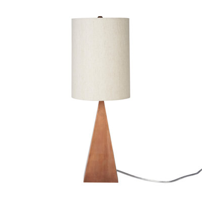 20.5" Walnut Wood Tapered Triangle Table Lamp