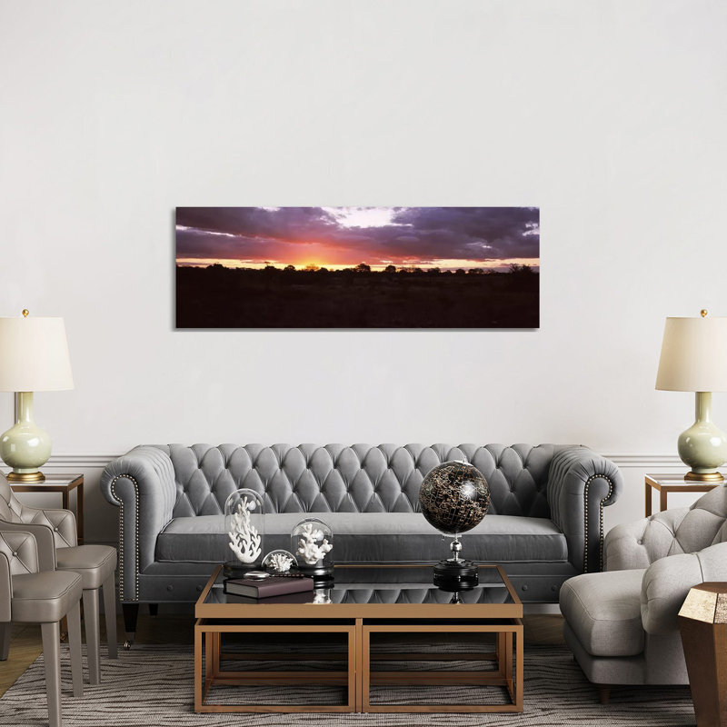 Sunset Over The Savannah Plains, Kruger National Park, South Africa - Wrapped Canvas Panoramic Print