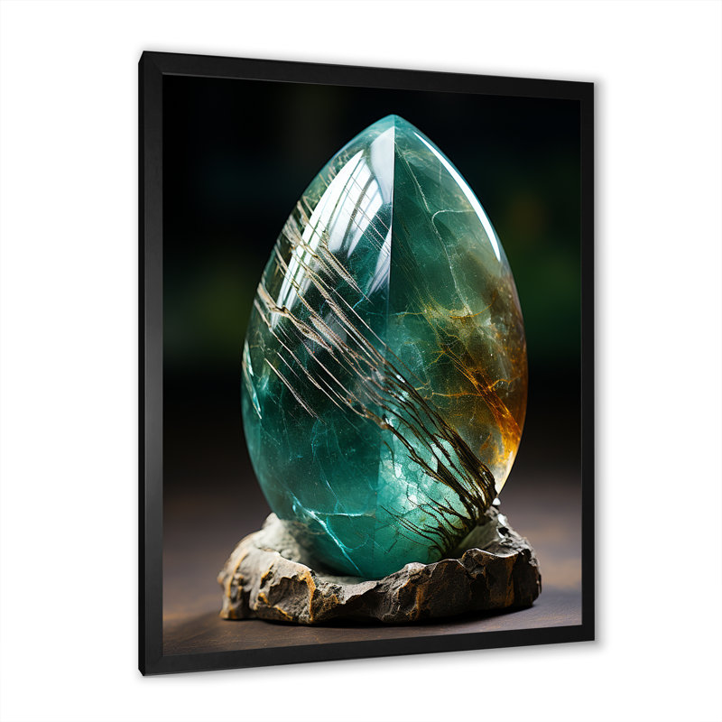Teal Spiritual Stone Amazonite " Teal Spiritual Stone Amazonite ", Black Picture Framed, 20" H x 12" W x 1" D