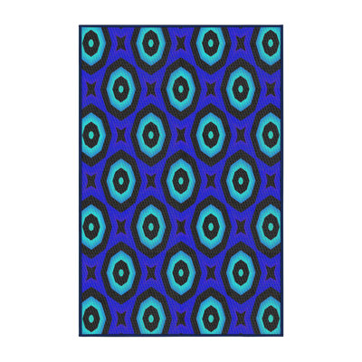 Tapis vert/bleu à motifs
